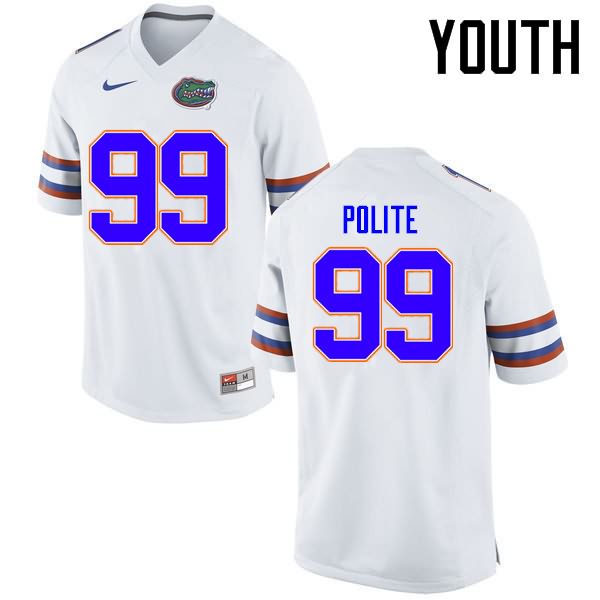 Youth NCAA Florida Gators Jachai Polite #99 Stitched Authentic Nike White College Football Jersey GVB3265EZ